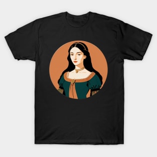 Beautiful Renaissance Woman in a Green Dress T-Shirt